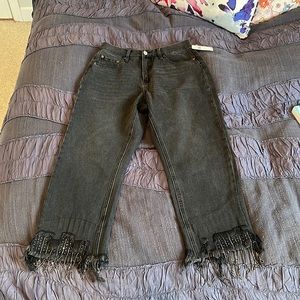 Anthropologie Blue Revival Black Jeans with Fun Detail